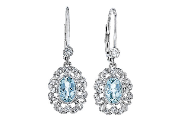 A293-10684: EARRINGS .75 TW AQUA .92 TGW (7x5MM AQUA)