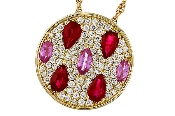 B293-17920: NECK 1.42 TW PRECIOUS (RUBY & PINK SAPP) 1.82 TGW