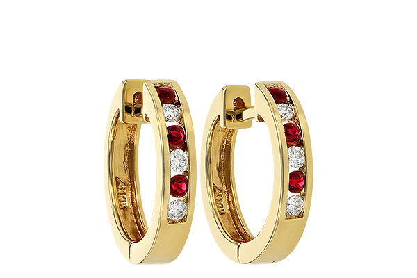 E019-48820: EARRINGS .16 RUBY .26 TGW