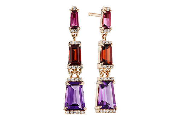 E293-13429: EARRINGS 1.98 SEMI-PREC (PT,GT,AMY) 2.05 TGW