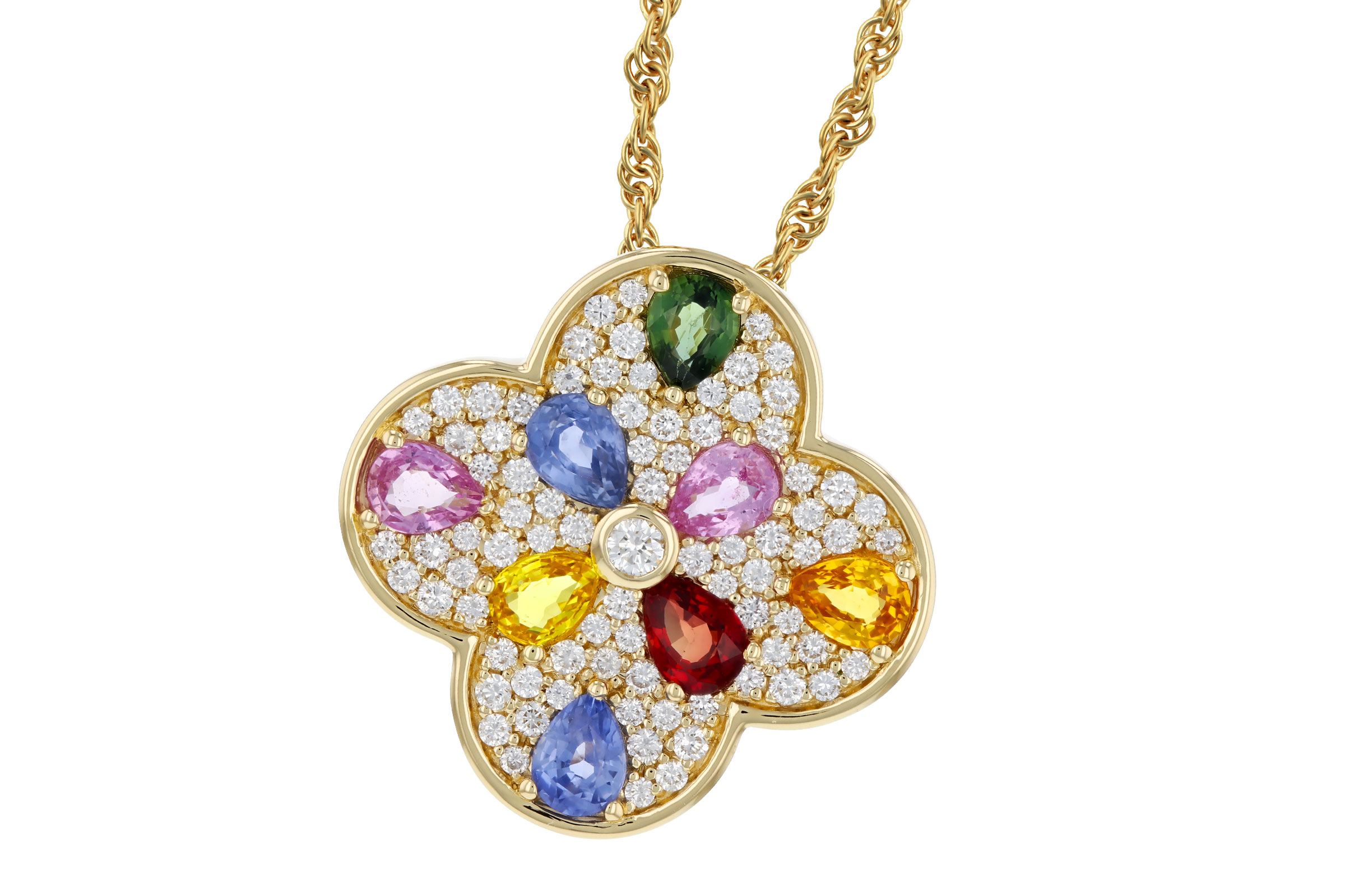 E294-03402: NECKLACE 1.40 MULTI-COLOR SAPPH 1.82 TGW