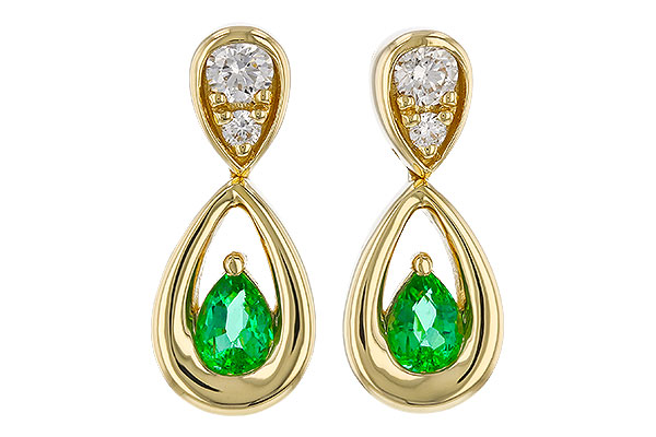 F293-13411: EARRINGS .20 EMERALD .32 TGW (4x3 EMER)
