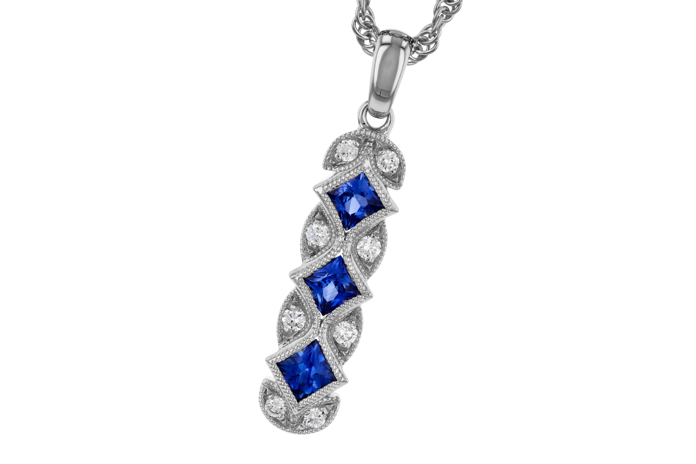 F294-02456: NECKLACE .55 TW SAPPHIRE .64 TGW