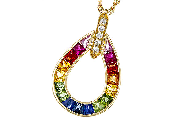 H293-12483: NECKLACE 1.10 MULTI-COLOR SAPPH 1.15 TGW