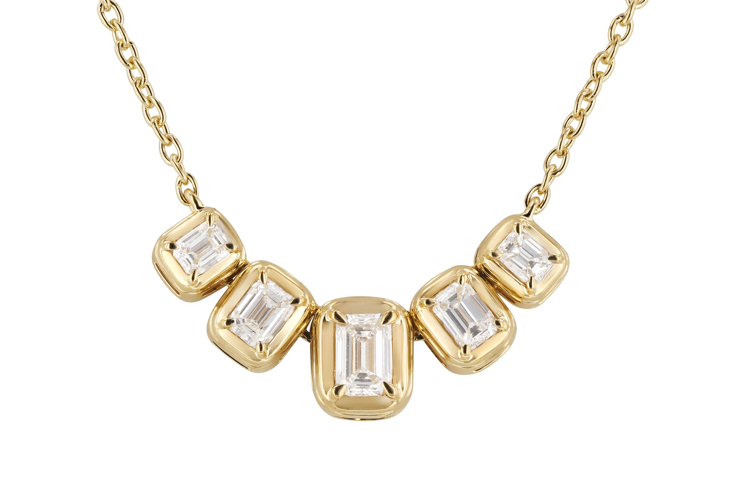 H294-03374: NECKLACE .87 TW EMERALD CUT DIA (18")
