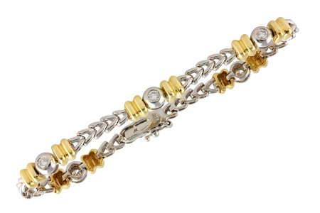 M018-56138: BRACELET WG LINKS & YG BARS .45 TW