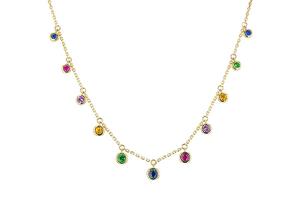 M292-25210: NECK .90 TW MULTI-COLOR SAPPH & GREEN GARNET (18")