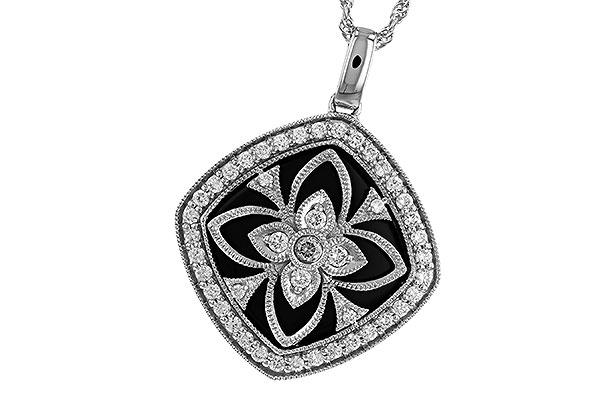 M292-25265: DIA & ONYX NECKLACE .48 TW