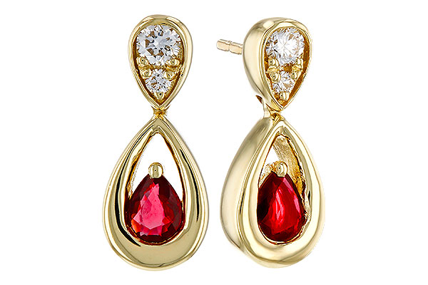 M293-12492: EARRINGS .40 RUBY .52 TGW (4x3 RUBY)